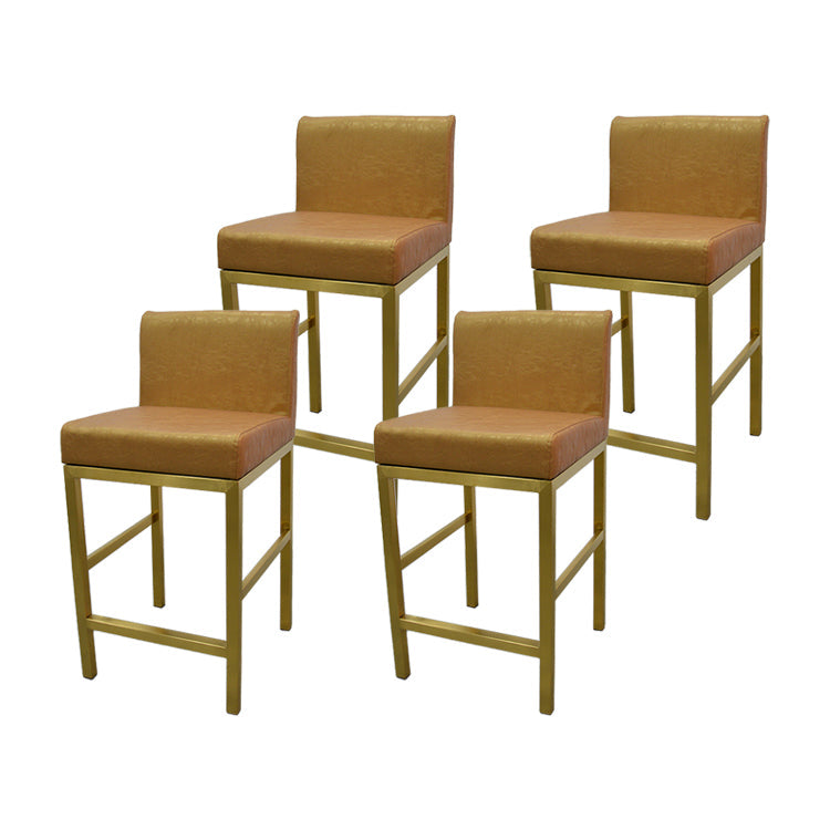 Glam Armless Backrest Counter Stool Stainless Steel Jewelry Store Bar Stool with Cushion Golden Gold 4 Piece Set Clearhalo 'Bar Furniture' 'Bar Stools' 'bar_stools' 'furn' 'furn_bar_stools' 'furniture_bar_stools' 'Kitchen & Dining Furniture' 'kitchen&dining_furn' 'kitchen' 'kitchen_furn' Furniture' 4296801