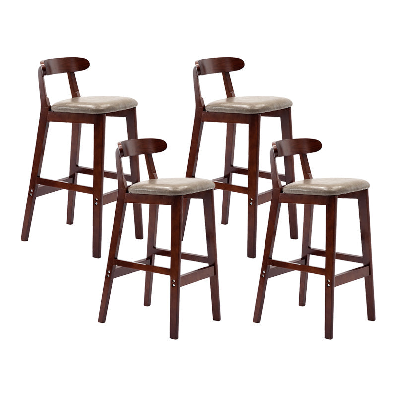 Modern Leather Bar Stool Low Back Low Back Rectangular Counter Stool with Wood Legs Grey Brown 4 Piece Set Clearhalo 'Bar Furniture' 'Bar Stools' 'bar_stools' 'furn' 'furn_bar_stools' 'furniture_bar_stools' 'Kitchen & Dining Furniture' 'kitchen&dining_furn' 'kitchen' 'kitchen_furn' Furniture' 4296865