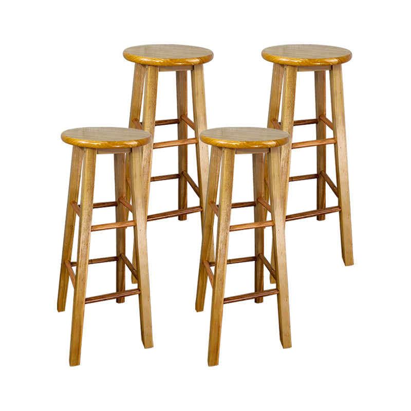 Modern Armless Backless Counter Stool Wood Household Bar Stool with Wooden Seat Light Brown 4 Piece Set Clearhalo 'Bar Furniture' 'Bar Stools' 'bar_stools' 'furn' 'furn_bar_stools' 'furniture_bar_stools' 'Kitchen & Dining Furniture' 'kitchen&dining_furn' 'kitchen' 'kitchen_furn' Furniture' 4296961