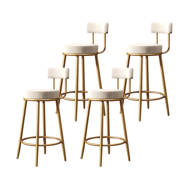Glam Armless Backrest Counter Stool Iron Household Bar Stool with Velvet Cushion White 4 Piece Set Clearhalo 'Bar Furniture' 'Bar Stools' 'bar_stools' 'furn' 'furn_bar_stools' 'furniture_bar_stools' 'Kitchen & Dining Furniture' 'kitchen&dining_furn' 'kitchen' 'kitchen_furn' Furniture' 4297052