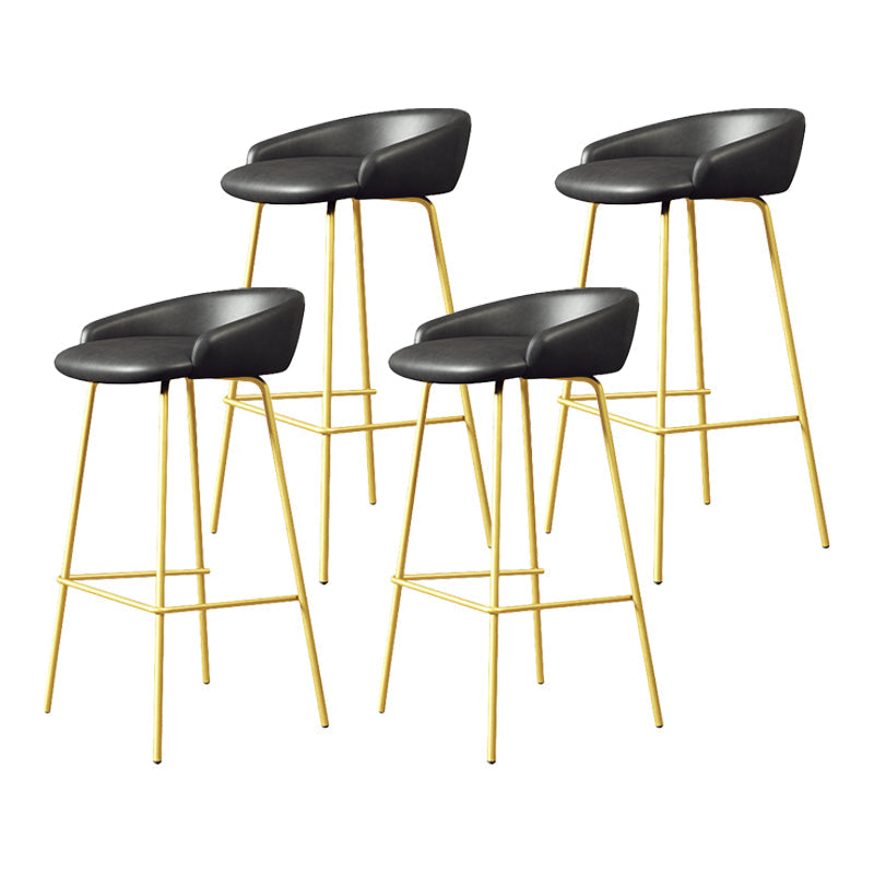 Glam Counter Bar Stool Armless Leather Bar Stool with Footrest Steel Base Gold Black 4 Piece Set Clearhalo 'Bar Furniture' 'Bar Stools' 'bar_stools' 'furn' 'furn_bar_stools' 'furniture_bar_stools' 'Kitchen & Dining Furniture' 'kitchen&dining_furn' 'kitchen' 'kitchen_furn' Furniture' 4297243