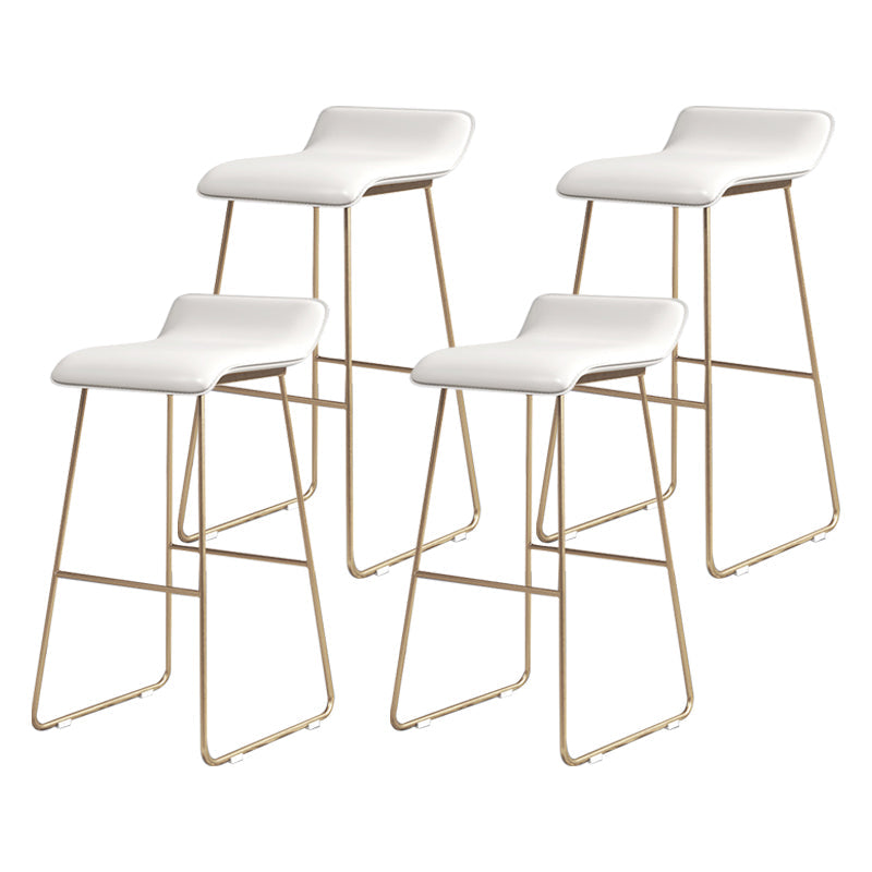 Glam Counter Round Bar Stool Armless Leather Bar Stool with Footrest Iron Base White 4 Piece Set Bar Stool(30"H) Clearhalo 'Bar Furniture' 'Bar Stools' 'bar_stools' 'furn' 'furn_bar_stools' 'furniture_bar_stools' 'Kitchen & Dining Furniture' 'kitchen&dining_furn' 'kitchen' 'kitchen_furn' Furniture' 4297348