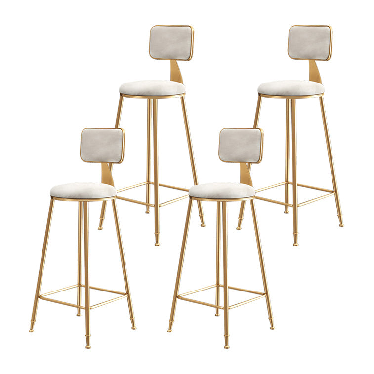 Glam Armless Counter Stool Iron Household Bar Stool with Cushion and Pedal White 4 Piece Set Bar Stool(30"H) Clearhalo 'Bar Furniture' 'Bar Stools' 'bar_stools' 'furn' 'furn_bar_stools' 'furniture_bar_stools' 'Kitchen & Dining Furniture' 'kitchen&dining_furn' 'kitchen' 'kitchen_furn' Furniture' 4297518