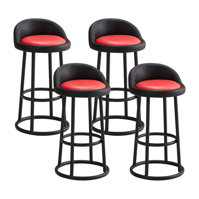 Modern Armless Counter Stool Iron Household Bar Stool with Cushion and Pedal Red 4 Piece Set Clearhalo 'Bar Furniture' 'Bar Stools' 'bar_stools' 'furn' 'furn_bar_stools' 'furniture_bar_stools' 'Kitchen & Dining Furniture' 'kitchen&dining_furn' 'kitchen' 'kitchen_furn' Furniture' 4297545