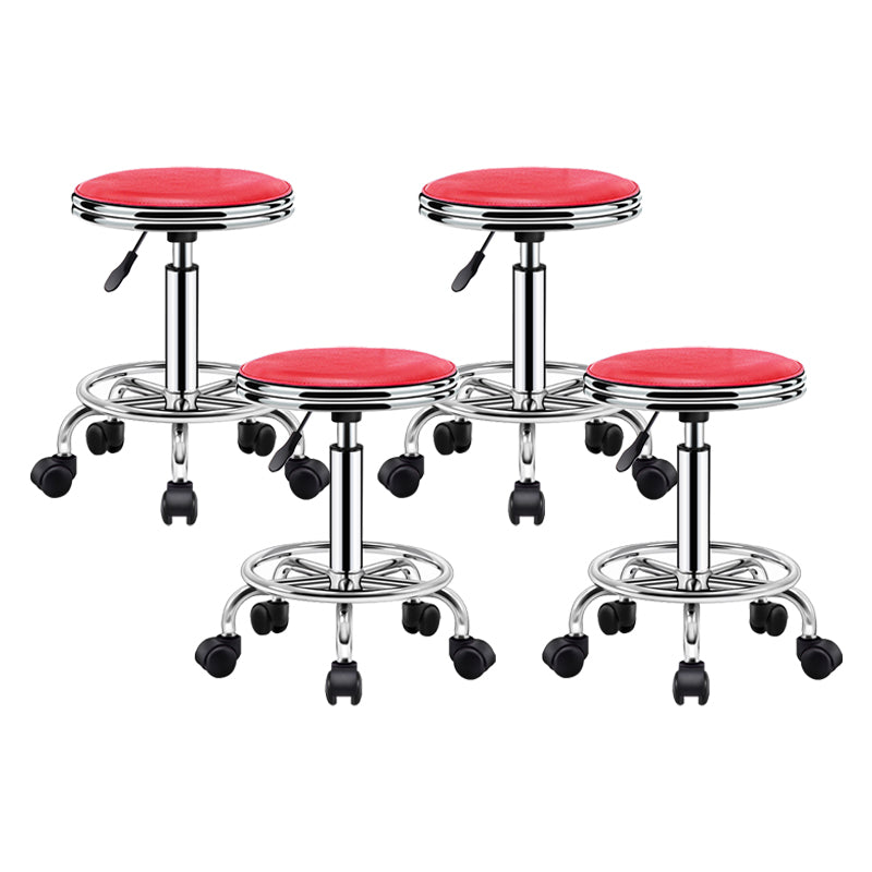 Contemporary Leather Adjustable Barstool Bristol Bar Stool with Round Rose Red 4 Piece Set Clearhalo 'Bar Furniture' 'Bar Stools' 'bar_stools' 'furn' 'furn_bar_stools' 'furniture_bar_stools' 'Kitchen & Dining Furniture' 'kitchen&dining_furn' 'kitchen' 'kitchen_furn' Furniture' 4300407