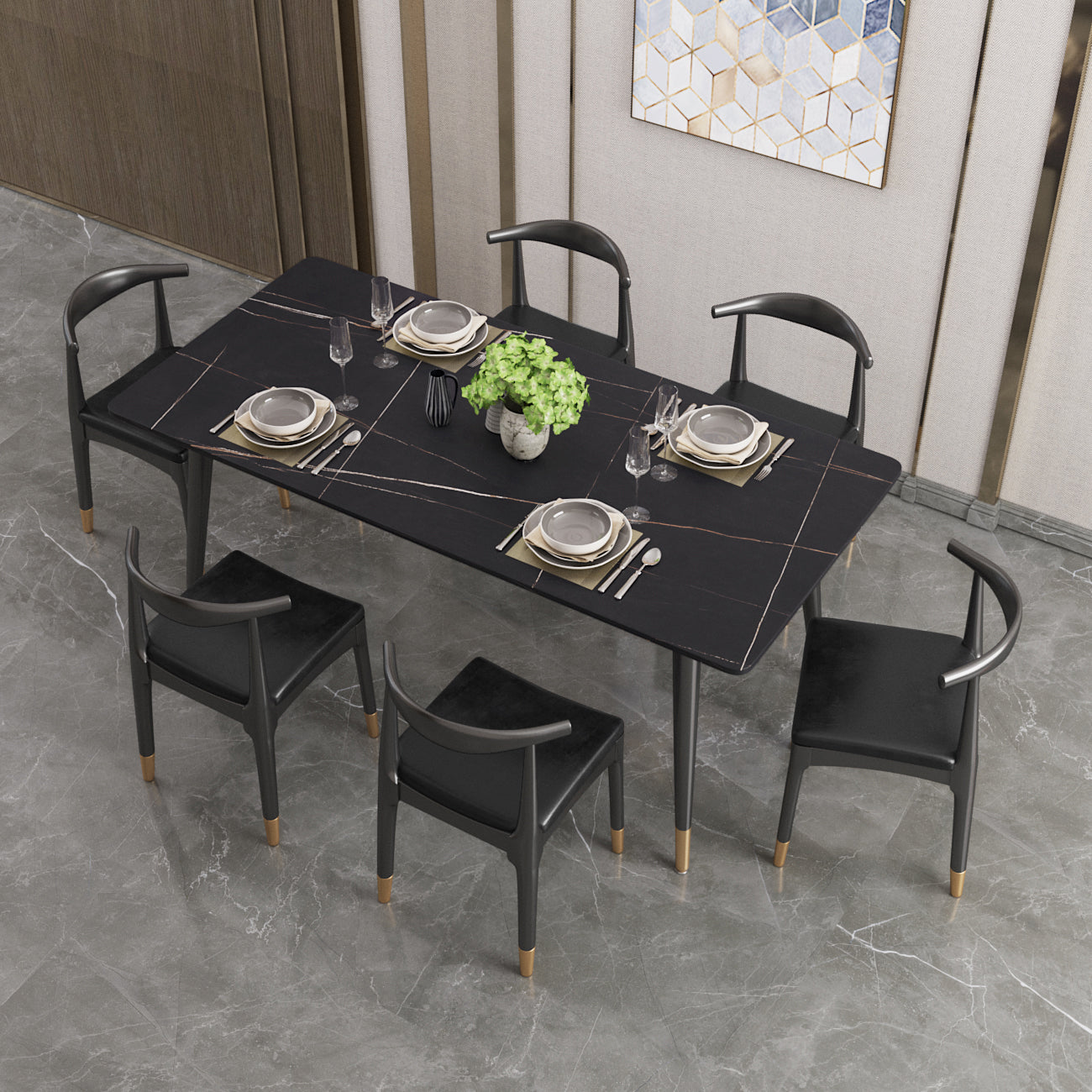 Modern 1/2/5/7 Pieces Dining Furniture Sintered Stone Dining Furniture Set /Separate Items 7 Pieces: Table, 6 Chairs Clearhalo 'Dining Room Sets' 'Dining Tables & Seating' 'dining_room_set' 'furn' 'furn_dining_room_set' 'Furniture' 'furniture_dining_room_set' 'Kitchen & Dining Furniture' 'kitchen&dining_furn' 'kitchen' 4313444