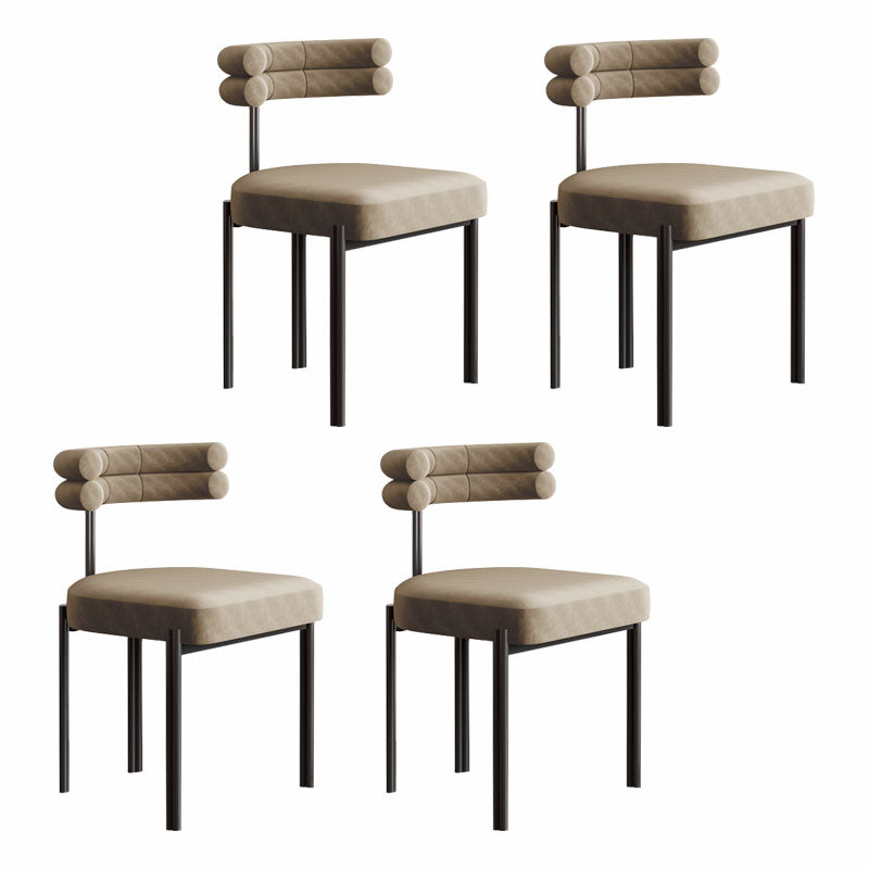 Designer Style Dining Side Chair Open Back Armless Dining Chair Brown 4 Piece Set Clearhalo ' kitchen&dining_furn' 'Dining Chairs' 'Dining Tables & Seating' 'dining_chair' 'furn' 'furn_dining_chair' 'Furniture' 'furniture_dining_chair' 'Kitchen & Dining Furniture' 'kitchen' 4315520