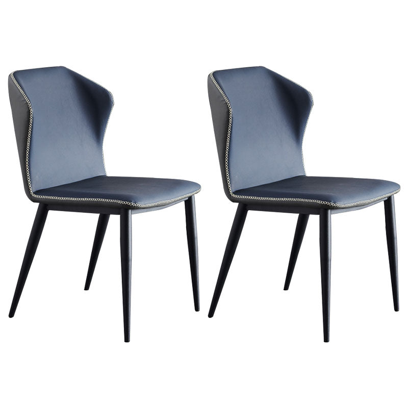 Restaurant Contemporary Leather Side Chair Wingback Dining Chairs Blue 2 Piece Set Clearhalo ' kitchen&dining_furn' 'Dining Chairs' 'Dining Tables & Seating' 'dining_chair' 'furn' 'furn_dining_chair' 'Furniture' 'furniture_dining_chair' 'Kitchen & Dining Furniture' 'kitchen' 4315537