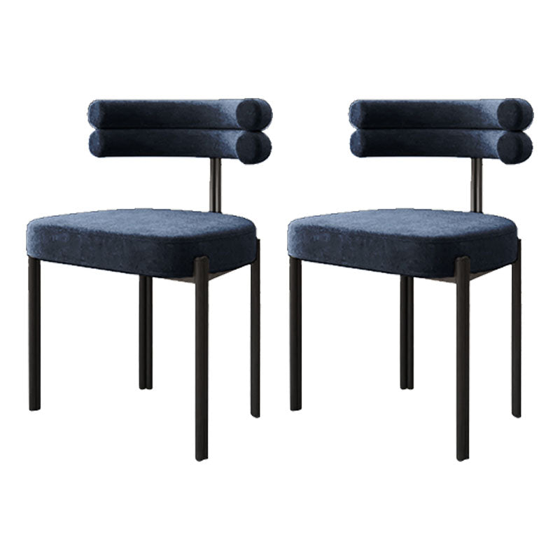 Modern Metal Dining Armless Chair Velvet Dining Side Chair for Restaurant Use Dark Blue 2 Piece Set Clearhalo ' kitchen&dining_furn' 'Dining Chairs' 'Dining Tables & Seating' 'dining_chair' 'furn' 'furn_dining_chair' 'Furniture' 'furniture_dining_chair' 'Kitchen & Dining Furniture' 'kitchen' 4315573