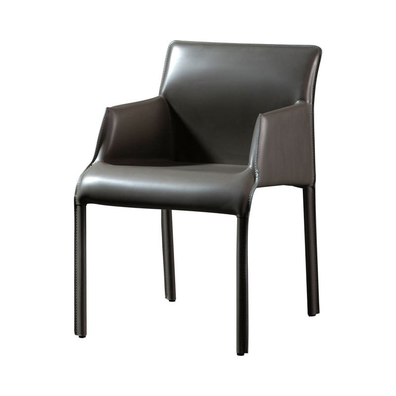Leather Modern Indoor-Outdoor Chair Restaurant Solid Back Arm Chair Silver Gray 1 Piece Clearhalo ' kitchen&dining_furn' 'Dining Chairs' 'Dining Tables & Seating' 'dining_chair' 'furn' 'furn_dining_chair' 'Furniture' 'furniture_dining_chair' 'Kitchen & Dining Furniture' 'kitchen' 4315636