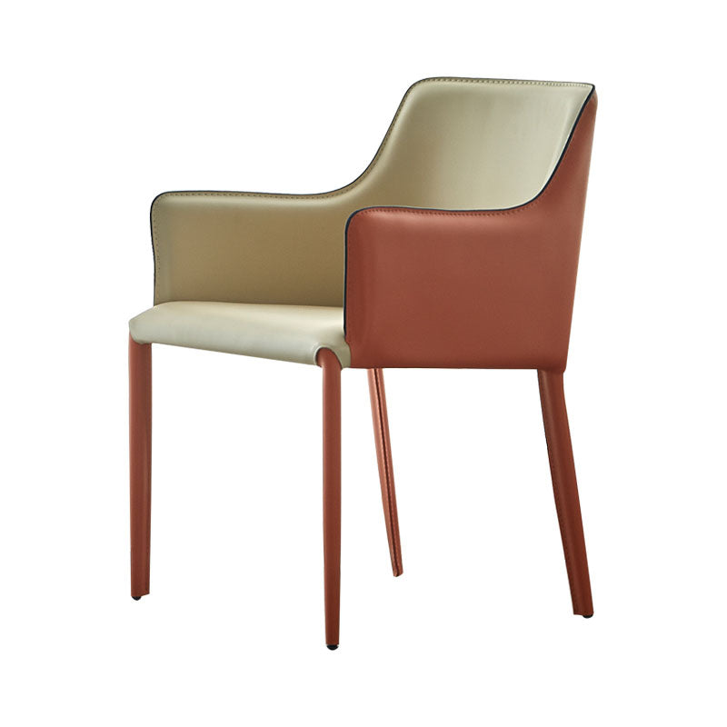 Dining Room Leather Contemporary Dining Chair Solid Back Chair with Arm Orange Yellow 1 Piece Clearhalo ' kitchen&dining_furn' 'Dining Chairs' 'Dining Tables & Seating' 'dining_chair' 'furn' 'furn_dining_chair' 'Furniture' 'furniture_dining_chair' 'Kitchen & Dining Furniture' 'kitchen' 4315649