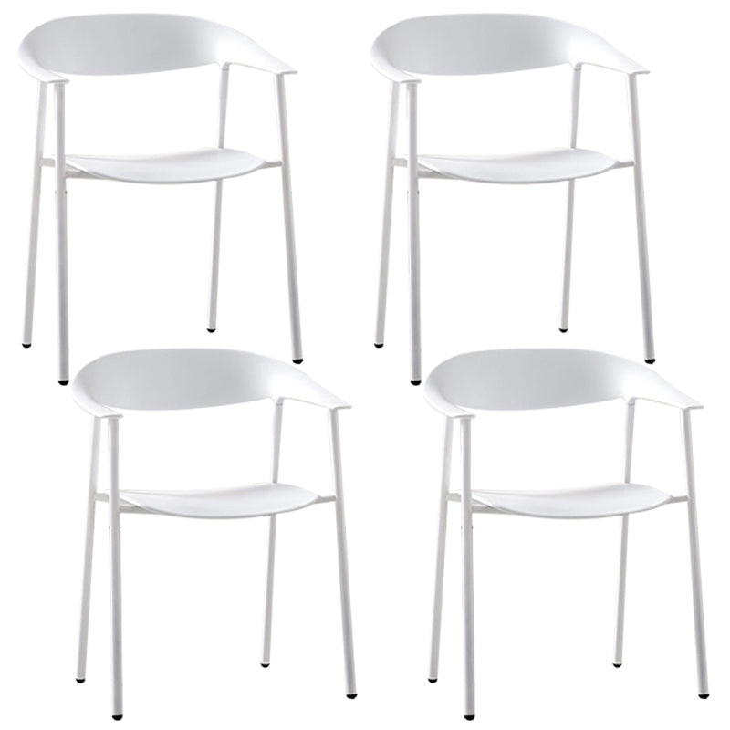 Modern Metal Dining Room Chair Stackable Dining Arm Chairs for Restaurant White 4 Piece Set Clearhalo ' kitchen&dining_furn' 'Dining Chairs' 'Dining Tables & Seating' 'dining_chair' 'furn' 'furn_dining_chair' 'Furniture' 'furniture_dining_chair' 'Kitchen & Dining Furniture' 'kitchen' 4316110