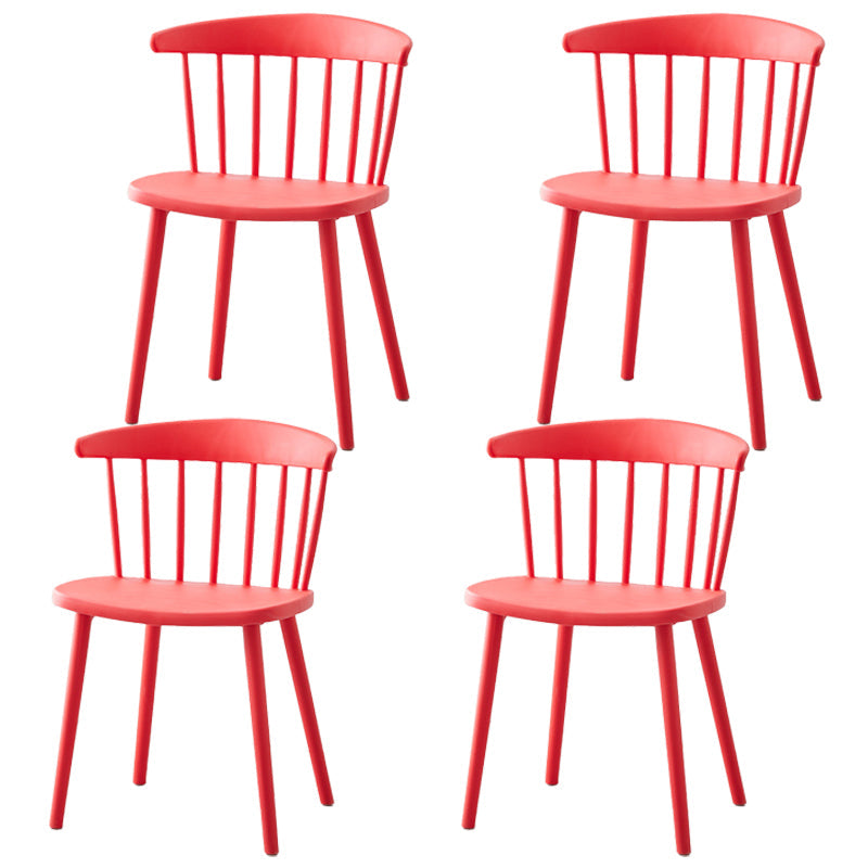 Scandinavian Home Slat Back Side Chair Matte Finish Plastic Dining Chair Red 4 Piece Set Clearhalo ' kitchen&dining_furn' 'Dining Chairs' 'Dining Tables & Seating' 'dining_chair' 'furn' 'furn_dining_chair' 'Furniture' 'furniture_dining_chair' 'Kitchen & Dining Furniture' 'kitchen' 4316260