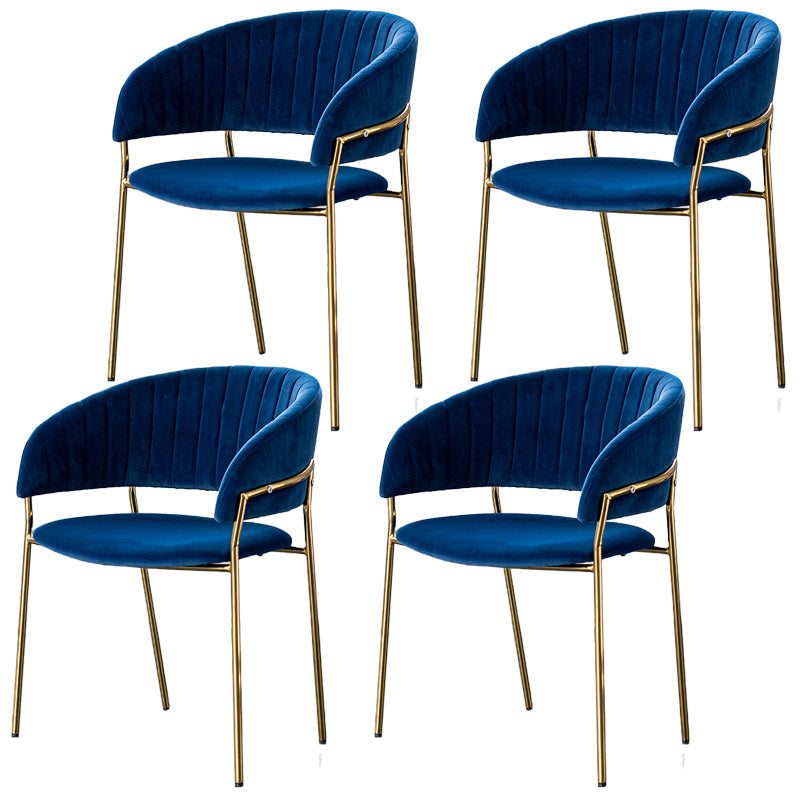 Scandinavian Style Open Back Dining Side Chair Leather Dining Chairs with Gold Legs Dark Blue 4 Piece Set Clearhalo ' kitchen&dining_furn' 'Dining Chairs' 'Dining Tables & Seating' 'dining_chair' 'furn' 'furn_dining_chair' 'Furniture' 'furniture_dining_chair' 'Kitchen & Dining Furniture' 'kitchen' 4316543