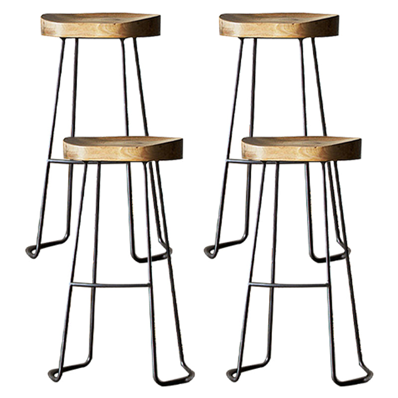 Industrial Backless and Armless Bar Stool Wooden Counter Stool 4 Piece Set Clearhalo 'Bar Furniture' 'Bar Stools' 'bar_stools' 'furn' 'furn_bar_stools' 'furniture_bar_stools' 'Kitchen & Dining Furniture' 'kitchen&dining_furn' 'kitchen' 'kitchen_furn' Furniture' 4321052