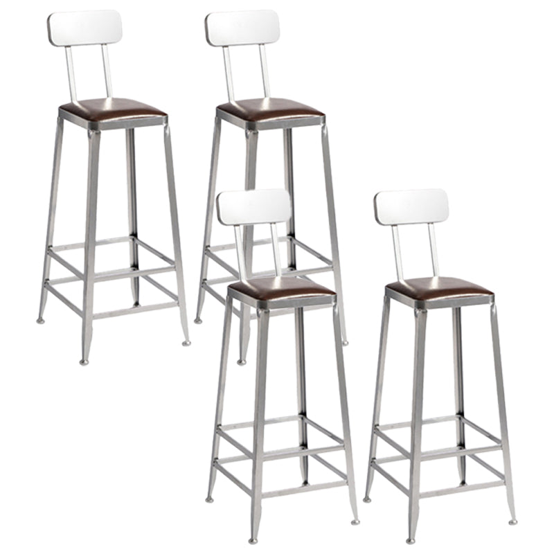 Industrial Bristol Bar and Counter Stool Vintage Brown with Iron With Back 4 Piece Set Bar Stool(31"H) Clearhalo 'Bar Furniture' 'Bar Stools' 'bar_stools' 'furn' 'furn_bar_stools' 'furniture_bar_stools' 'Kitchen & Dining Furniture' 'kitchen&dining_furn' 'kitchen' 'kitchen_furn' Furniture' 4321301