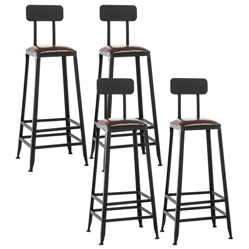 Iron Bar and Counter Stool Industrial Indoor Vintage Brown Counter Height Stools With Back 4 Piece Set Bar Stool(31"H) Clearhalo 'Bar Furniture' 'Bar Stools' 'bar_stools' 'furn' 'furn_bar_stools' 'furniture_bar_stools' 'Kitchen & Dining Furniture' 'kitchen&dining_furn' 'kitchen' 'kitchen_furn' Furniture' 4321341