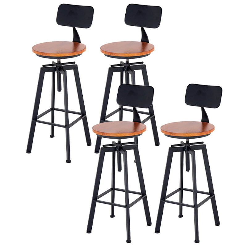 Swivel Solid Wood Bar Stool Adjustable Height Industrial Barstool for Coffee Shop 4 Piece Set Clearhalo 'Bar Furniture' 'Bar Stools' 'bar_stools' 'furn' 'furn_bar_stools' 'furniture_bar_stools' 'Kitchen & Dining Furniture' 'kitchen&dining_furn' 'kitchen' 'kitchen_furn' Furniture' 4321482