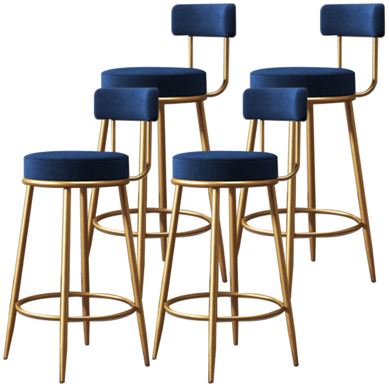 Nordic Velvet Cushion Barstool Gold 4 Legs Bar Stool for Indoor Blue 4 Piece Set Clearhalo 'Bar Furniture' 'Bar Stools' 'bar_stools' 'furn' 'furn_bar_stools' 'furniture_bar_stools' 'Kitchen & Dining Furniture' 'kitchen&dining_furn' 'kitchen' 'kitchen_furn' Furniture' 4321506