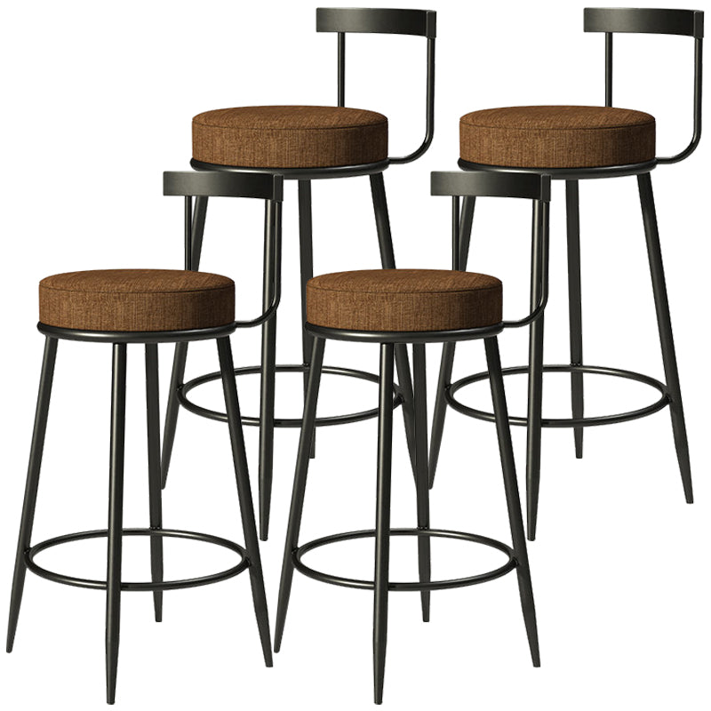 Modern Upholstered Barstool Metal 4 Legs Armless Bar Stool for Indoor(Set of 4) Brown 4 Piece Set Clearhalo 'Bar Furniture' 'Bar Stools' 'bar_stools' 'furn' 'furn_bar_stools' 'furniture_bar_stools' 'Kitchen & Dining Furniture' 'kitchen&dining_furn' 'kitchen' 'kitchen_furn' Furniture' 4321523