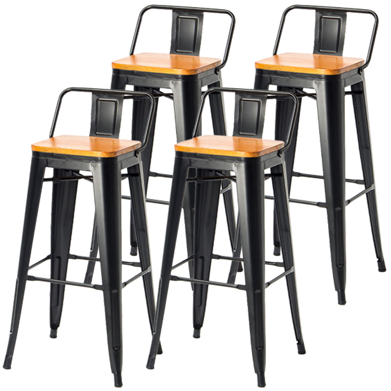 Industrial Style Armless Barstool Iron Frame Counter Stools for Coffee Shop Brown With Back 4 Piece Set Clearhalo 'Bar Furniture' 'Bar Stools' 'bar_stools' 'furn' 'furn_bar_stools' 'furniture_bar_stools' 'Kitchen & Dining Furniture' 'kitchen&dining_furn' 'kitchen' 'kitchen_furn' Furniture' 4321546
