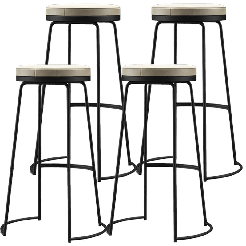 Scandinavian Style Bar-stool Round Leather Seat Counter Chair for Kitchen Bar Black 4 Piece Set Clearhalo 'Bar Furniture' 'Bar Stools' 'bar_stools' 'furn' 'furn_bar_stools' 'furniture_bar_stools' 'Kitchen & Dining Furniture' 'kitchen&dining_furn' 'kitchen' 'kitchen_furn' Furniture' 4321718