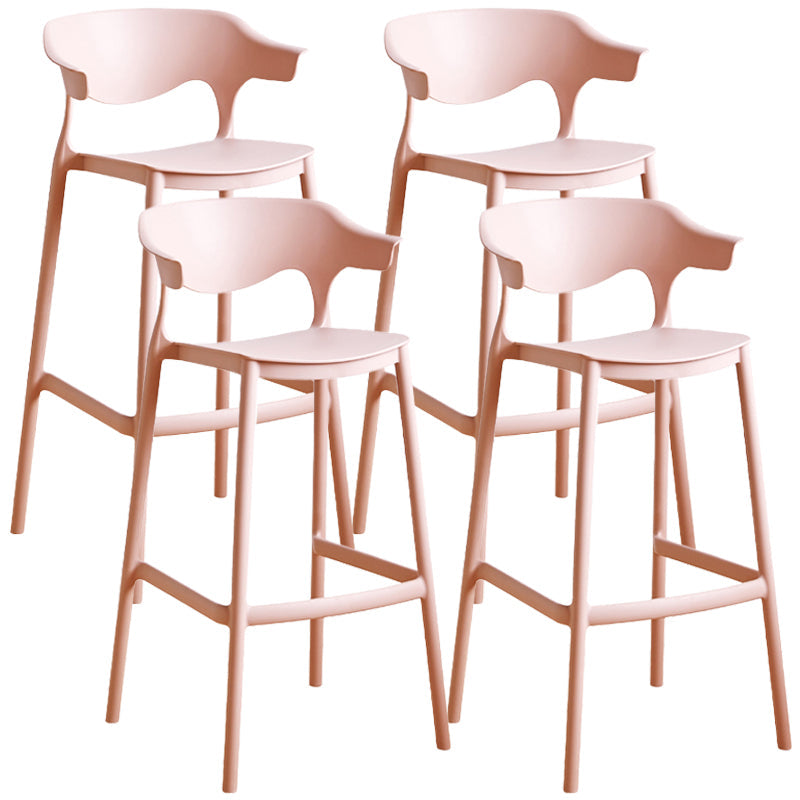 Scandinavian Style PP Bar-stool Square Seat Counter Chair for Kitchen Bar Pink 4 Piece Set Bar Stool(30"H) Clearhalo 'Bar Furniture' 'Bar Stools' 'bar_stools' 'furn' 'furn_bar_stools' 'furniture_bar_stools' 'Kitchen & Dining Furniture' 'kitchen&dining_furn' 'kitchen' 'kitchen_furn' Furniture' 4321779