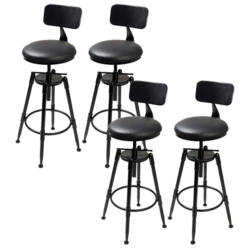 Industrial 4 Legs Barstool Adjustable Height Rotating Bar Stools Leather 4 Piece Set Low Back Clearhalo 'Bar Furniture' 'Bar Stools' 'bar_stools' 'furn' 'furn_bar_stools' 'furniture_bar_stools' 'Kitchen & Dining Furniture' 'kitchen&dining_furn' 'kitchen' 'kitchen_furn' Furniture' 4321920