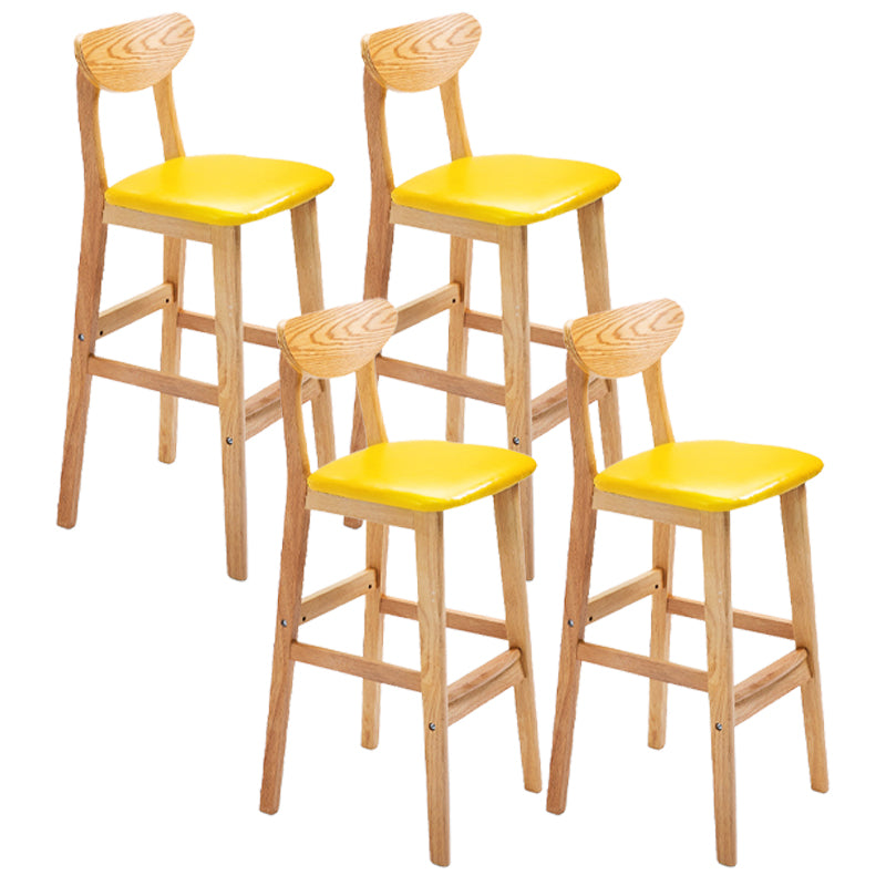 Scandinavian Counter Height Stools Living Room Barstools with Solid Wood Yellow Natural 4 Piece Set Clearhalo 'Bar Furniture' 'Bar Stools' 'bar_stools' 'furn' 'furn_bar_stools' 'furniture_bar_stools' 'Kitchen & Dining Furniture' 'kitchen&dining_furn' 'kitchen' 'kitchen_furn' Furniture' 4321989