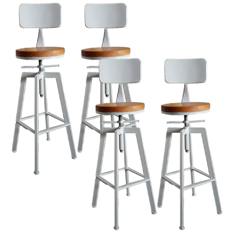 Industrial Iron Bar Stools with Footrest Adjustable Height Rotation Barstool White With Back 4 Piece Set Clearhalo 'Bar Furniture' 'Bar Stools' 'bar_stools' 'furn' 'furn_bar_stools' 'furniture_bar_stools' 'Kitchen & Dining Furniture' 'kitchen&dining_furn' 'kitchen' 'kitchen_furn' Furniture' 4329558