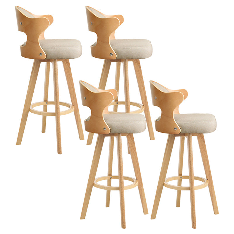 Nordic Style Counter and Bar Stool Backrest Solid Wood Upholstered Counter Chair Khaki Set of 4 Clearhalo 'Bar Furniture' 'Bar Stools' 'bar_stools' 'furniture_bar_stools' 'Kitchen & Dining Furniture' 'kitchen&dining_furn' 'kitchen' 'kitchen_furn' Furniture' 4329585