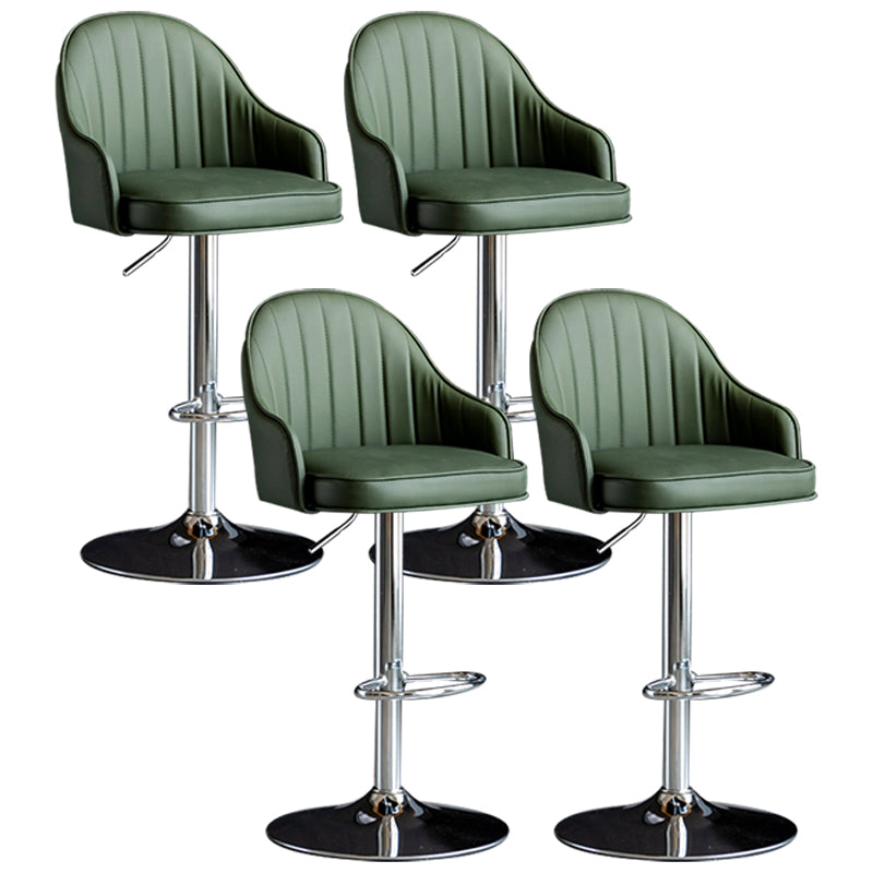 Indoor Modern Leather Barstool Rotating Lifting Bar Stool with Armrests Green Silver 4 Piece Set Clearhalo 'Bar Furniture' 'Bar Stools' 'bar_stools' 'furn' 'furn_bar_stools' 'furniture_bar_stools' 'Kitchen & Dining Furniture' 'kitchen&dining_furn' 'kitchen' 'kitchen_furn' Furniture' 4329803