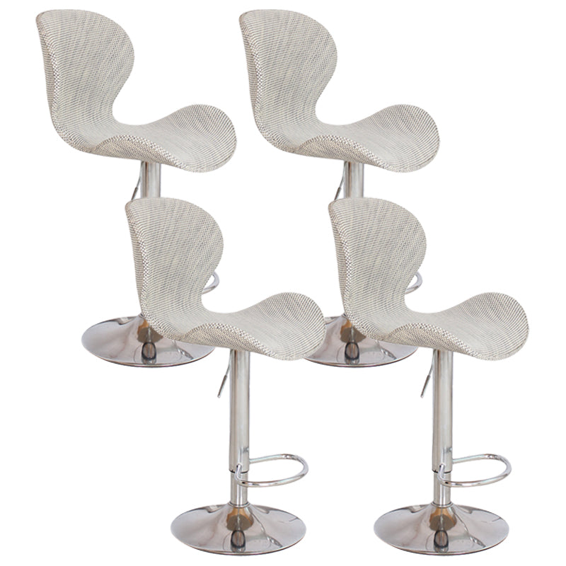 Nordic Indoor Barstool Metal Adjustable Swivel Tall Stool with Upholstered Gray-White 4 Piece Set Clearhalo 'Bar Furniture' 'Bar Stools' 'bar_stools' 'furn' 'furn_bar_stools' 'furniture_bar_stools' 'Kitchen & Dining Furniture' 'kitchen&dining_furn' 'kitchen' 'kitchen_furn' Furniture' 4330045