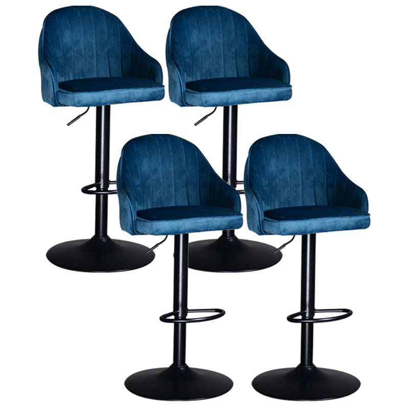 Nordic Metal Swivel Adjustable Barstool Indoor Tall Stool with Upholstered Peacock Blue 4 Piece Set Clearhalo 'Bar Furniture' 'Bar Stools' 'bar_stools' 'furn' 'furn_bar_stools' 'furniture_bar_stools' 'Kitchen & Dining Furniture' 'kitchen&dining_furn' 'kitchen' 'kitchen_furn' Furniture' 4330073