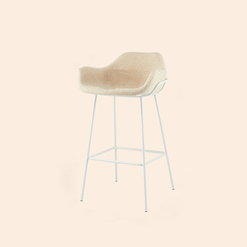 Nordic Iron Low Back Barstool Simple Indoor Tall Stool with Upholstered, 1 Piece Khaki Clearhalo 'Bar Furniture' 'Bar Stools' 'bar_stools' 'furn' 'furn_bar_stools' 'furniture_bar_stools' 'Kitchen & Dining Furniture' 'kitchen&dining_furn' 'kitchen' 'kitchen_furn' Furniture' 4330125