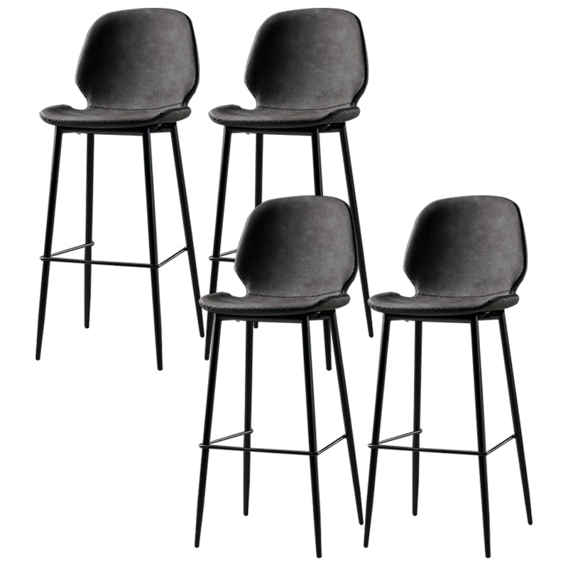 Industrial Leather Distressed Quilted Barstool Low Back Indoor Tall Stool Dark Gray-Black 4 Piece Set Bar Stool(30"H) Clearhalo 'Bar Furniture' 'Bar Stools' 'bar_stools' 'furn' 'furn_bar_stools' 'furniture_bar_stools' 'Kitchen & Dining Furniture' 'kitchen&dining_furn' 'kitchen' 'kitchen_furn' Furniture' 4330201