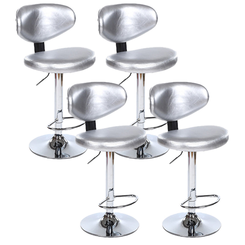 Scandinavian Adjustable Height Leather Counter Stools Swivel Silver Low Back Bar Stools Silver 4 Piece Set Clearhalo 'Bar Furniture' 'Bar Stools' 'bar_stools' 'furn' 'furn_bar_stools' 'furniture_bar_stools' 'Kitchen & Dining Furniture' 'kitchen&dining_furn' 'kitchen' 'kitchen_furn' Furniture' 4330249