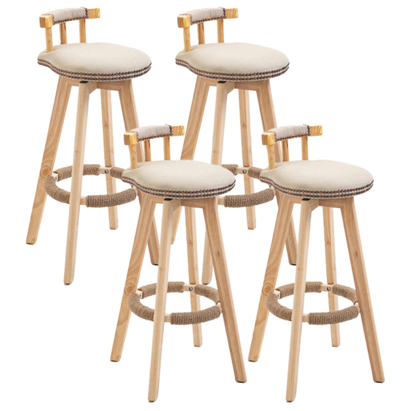 Scandinavian Natural Wood Counter Stools Low Back Bar Stools with Footrest Khaki 4 Piece Set Clearhalo 'Bar Furniture' 'Bar Stools' 'bar_stools' 'furn' 'furn_bar_stools' 'furniture_bar_stools' 'Kitchen & Dining Furniture' 'kitchen&dining_furn' 'kitchen' 'kitchen_furn' Furniture' 4330292