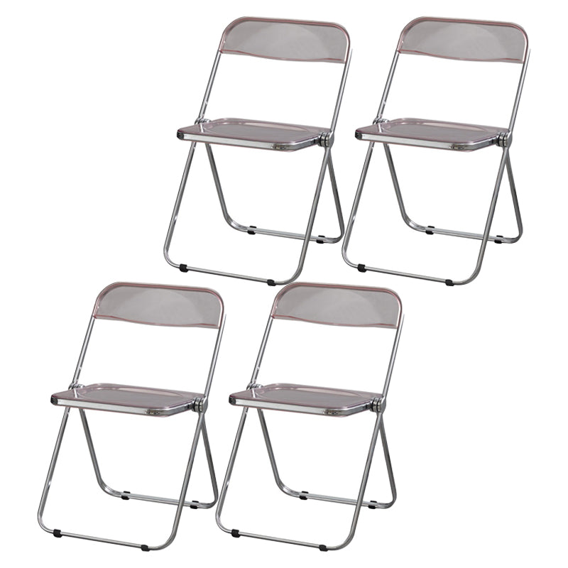 Industrial Design Folding Plastic Side Chairs Open Back Dining Side Chair Pink 4 Piece Set Clearhalo ' kitchen&dining_furn' 'Dining Chairs' 'Dining Tables & Seating' 'dining_chair' 'furn' 'furn_dining_chair' 'Furniture' 'furniture_dining_chair' 'Kitchen & Dining Furniture' 'kitchen' 4330474