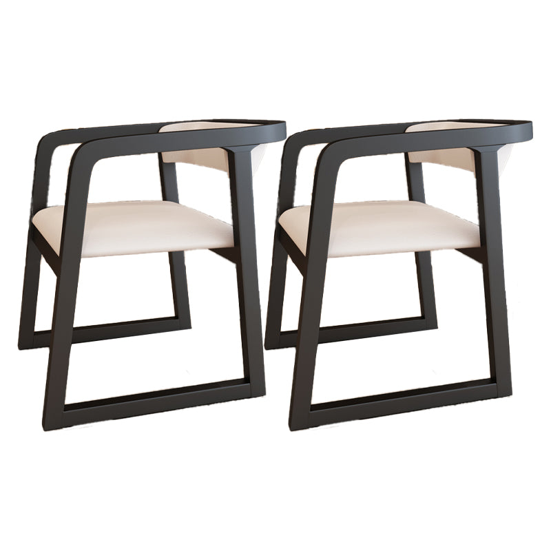 Modern Style Arm Dining Chairs Open Back Upholstered Armchairs with Wood Legs Black 2 Piece Set Clearhalo ' kitchen&dining_furn' 'Dining Chairs' 'Dining Tables & Seating' 'dining_chair' 'furn' 'furn_dining_chair' 'Furniture' 'furniture_dining_chair' 'Kitchen & Dining Furniture' 'kitchen' 4330759