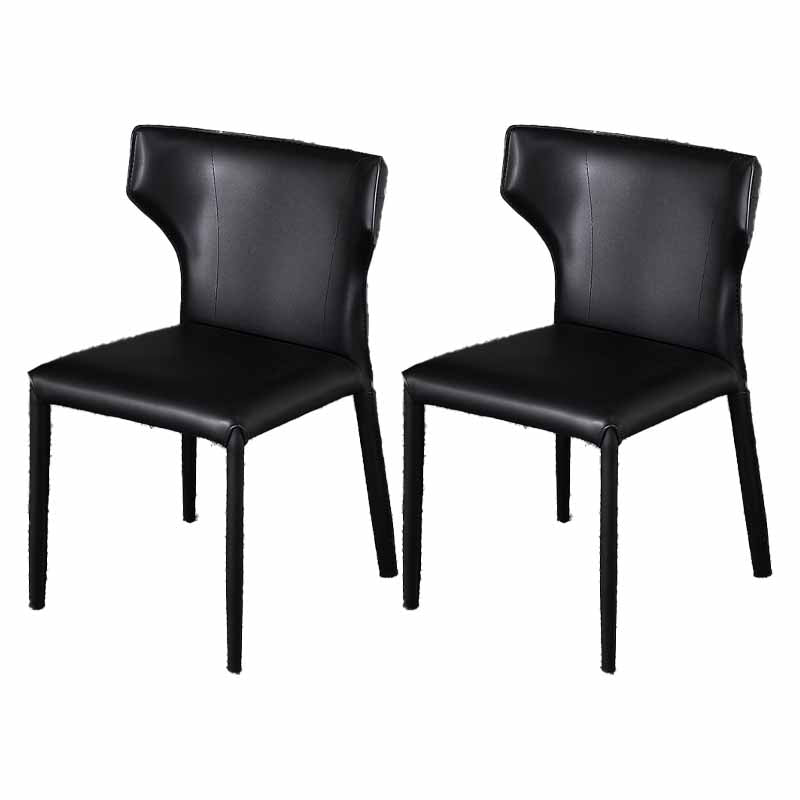 Modern Style Home Side Chair Wingback Leather Upholstered Dining Room Chair Black 2 Piece Set Clearhalo ' kitchen&dining_furn' 'Dining Chairs' 'Dining Tables & Seating' 'dining_chair' 'furn' 'furn_dining_chair' 'Furniture' 'furniture_dining_chair' 'Kitchen & Dining Furniture' 'kitchen' 4330885