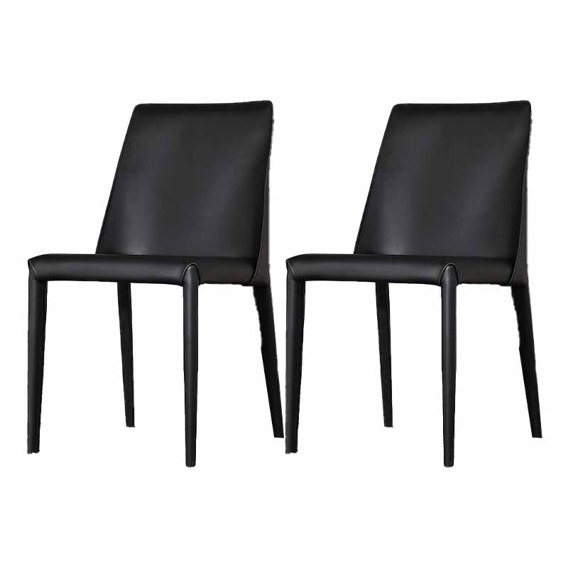Designer Style Restaurant Solid Back Side Chair Saddle Leather Dining Chair Black 2 Piece Set Clearhalo ' kitchen&dining_furn' 'Dining Chairs' 'Dining Tables & Seating' 'dining_chair' 'furn' 'furn_dining_chair' 'Furniture' 'furniture_dining_chair' 'Kitchen & Dining Furniture' 'kitchen' 4330896