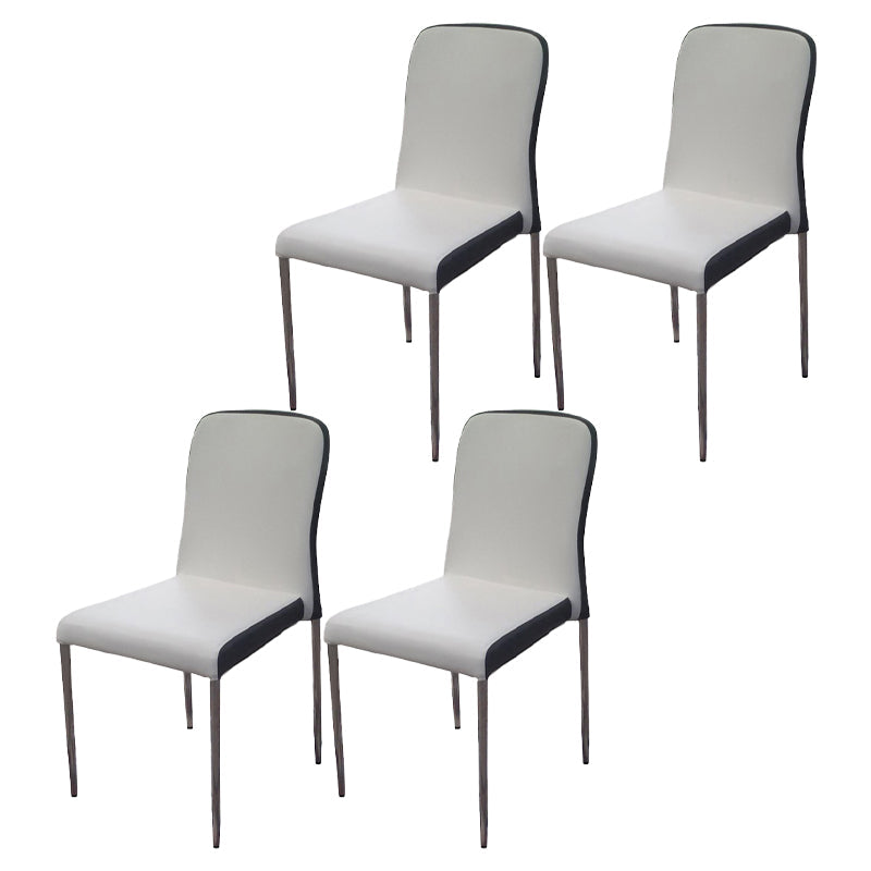 Modern Style Dining Chairs Armless Side Chair with Metal Legs for Kitchen White-Black 4 Piece Set Clearhalo ' kitchen&dining_furn' 'Dining Chairs' 'Dining Tables & Seating' 'dining_chair' 'furn' 'furn_dining_chair' 'Furniture' 'furniture_dining_chair' 'Kitchen & Dining Furniture' 'kitchen' 4331017