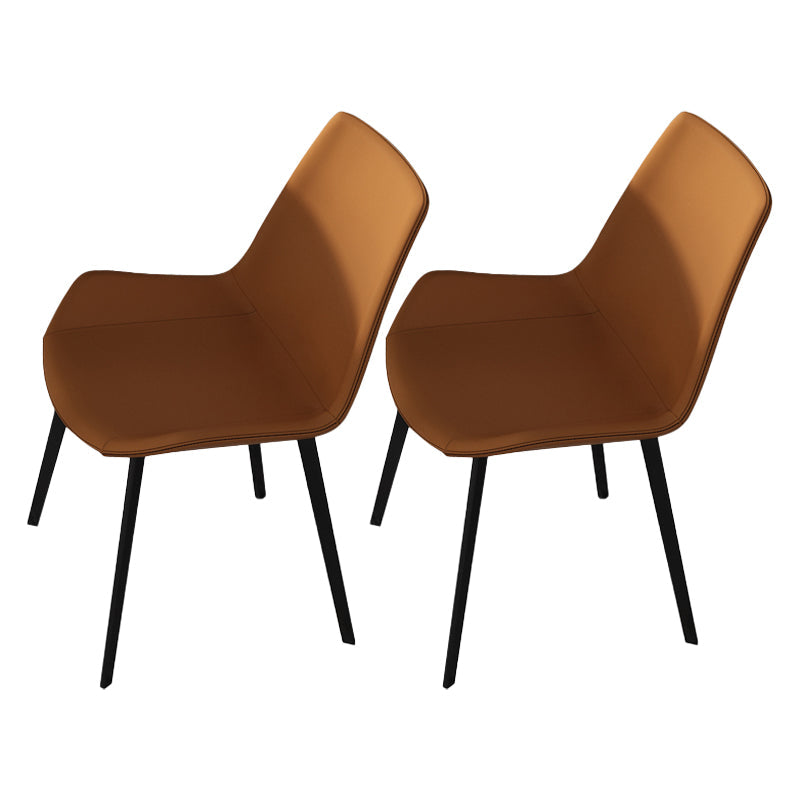 Modern Style Dining Chairs Armless Side Chairs with Metal Legs for Kitchen Orange 2 Piece Set Clearhalo ' kitchen&dining_furn' 'Dining Chairs' 'Dining Tables & Seating' 'dining_chair' 'furn' 'furn_dining_chair' 'Furniture' 'furniture_dining_chair' 'Kitchen & Dining Furniture' 'kitchen' 4331087