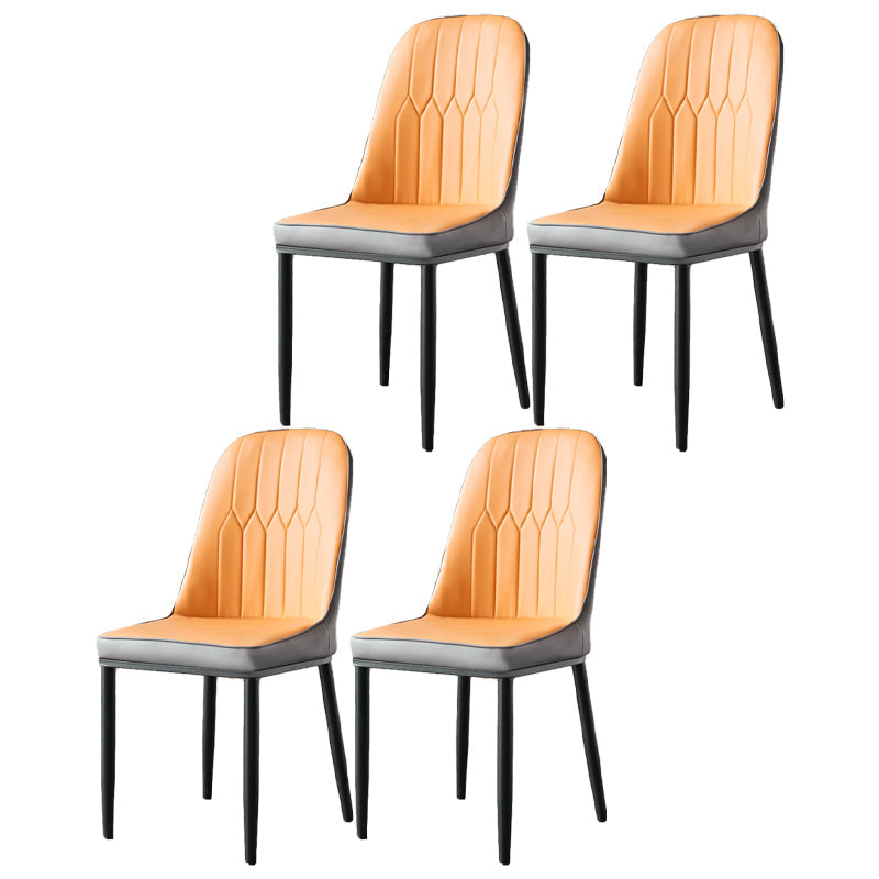 Contemporary Style Dining Chairs Metal Armless Side Parsons Chair for Kitchen Orange-Gray 4 Piece Set Clearhalo ' kitchen&dining_furn' 'Dining Chairs' 'Dining Tables & Seating' 'dining_chair' 'furn' 'furn_dining_chair' 'Furniture' 'furniture_dining_chair' 'Kitchen & Dining Furniture' 'kitchen' 4331101
