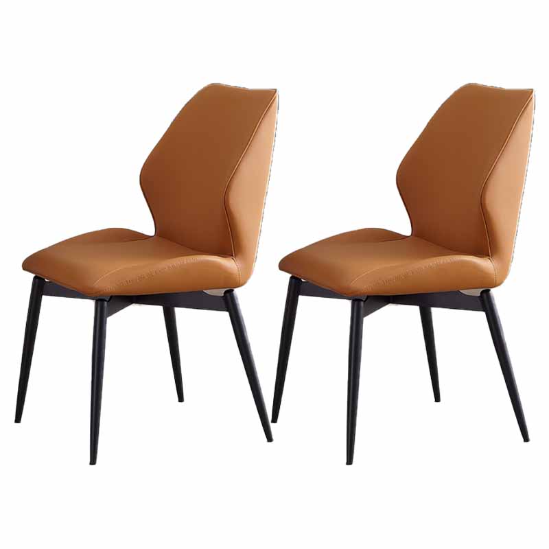 Contemporary Style Dining Chairs Armless Metal Side Wingback Chairs for Kitchen Orange 2 Piece Set Clearhalo ' kitchen&dining_furn' 'Dining Chairs' 'Dining Tables & Seating' 'dining_chair' 'furn' 'furn_dining_chair' 'Furniture' 'furniture_dining_chair' 'Kitchen & Dining Furniture' 'kitchen' 4331142