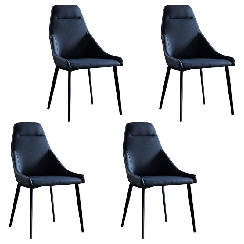 Modern Metal Dining Arm Chair Faux Leather Dining Side Chair for Restaurant Use Navy Blue 4 Piece Set Clearhalo ' kitchen&dining_furn' 'Dining Chairs' 'Dining Tables & Seating' 'dining_chair' 'furn' 'furn_dining_chair' 'Furniture' 'furniture_dining_chair' 'Kitchen & Dining Furniture' 'kitchen' 4331173