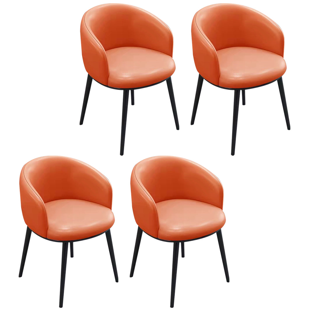 Scandinavian Style Upholstered Armless Dining Chairs Solid Back Chair for Home Orange-Red 4 Piece Set Black Clearhalo ' kitchen&dining_furn' 'Dining Chairs' 'Dining Tables & Seating' 'dining_chair' 'furn' 'furn_dining_chair' 'Furniture' 'furniture_dining_chair' 'Kitchen & Dining Furniture' 'kitchen' 4331374