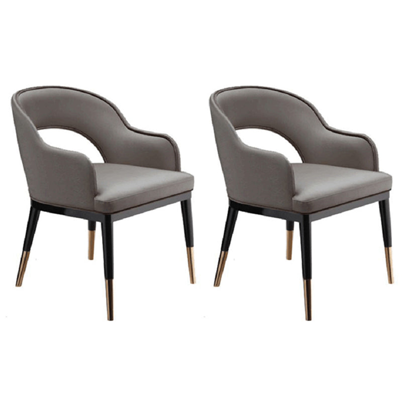 Glam Wood Dining Room Chairs Leather Dining Arm Chairs for Restaurant Use Dark Gray 2 Piece Set Clearhalo ' kitchen&dining_furn' 'Dining Chairs' 'Dining Tables & Seating' 'dining_chair' 'furn' 'furn_dining_chair' 'Furniture' 'furniture_dining_chair' 'Kitchen & Dining Furniture' 'kitchen' 4331439