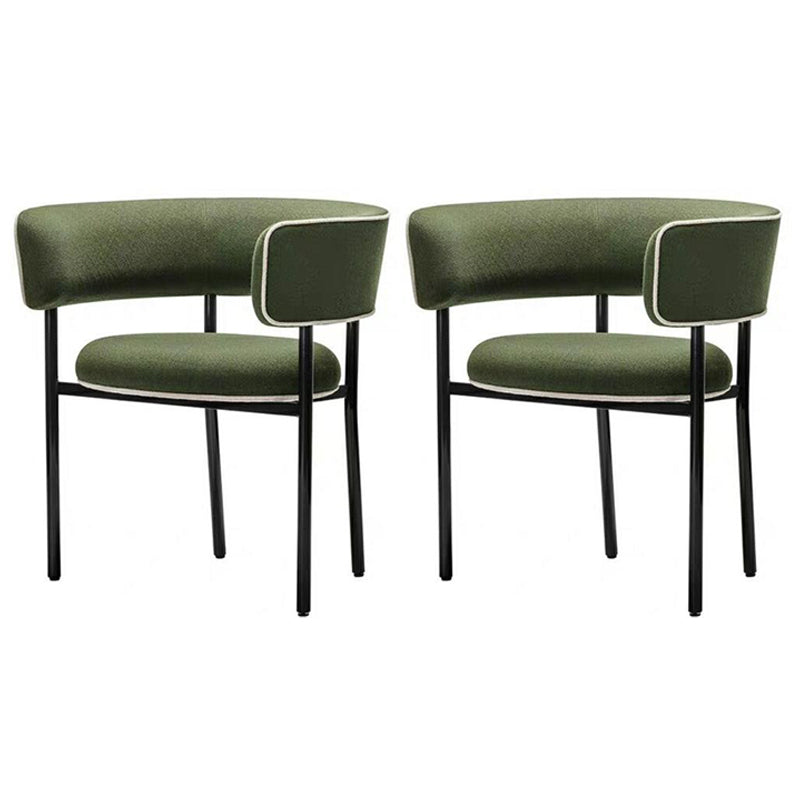 Modern Dining Armchairs Upholstered Open Back Arm Chairs with Metal Legs Green 2 Piece Set Clearhalo ' kitchen&dining_furn' 'Dining Chairs' 'Dining Tables & Seating' 'dining_chair' 'furn' 'furn_dining_chair' 'Furniture' 'furniture_dining_chair' 'Kitchen & Dining Furniture' 'kitchen' 4331513